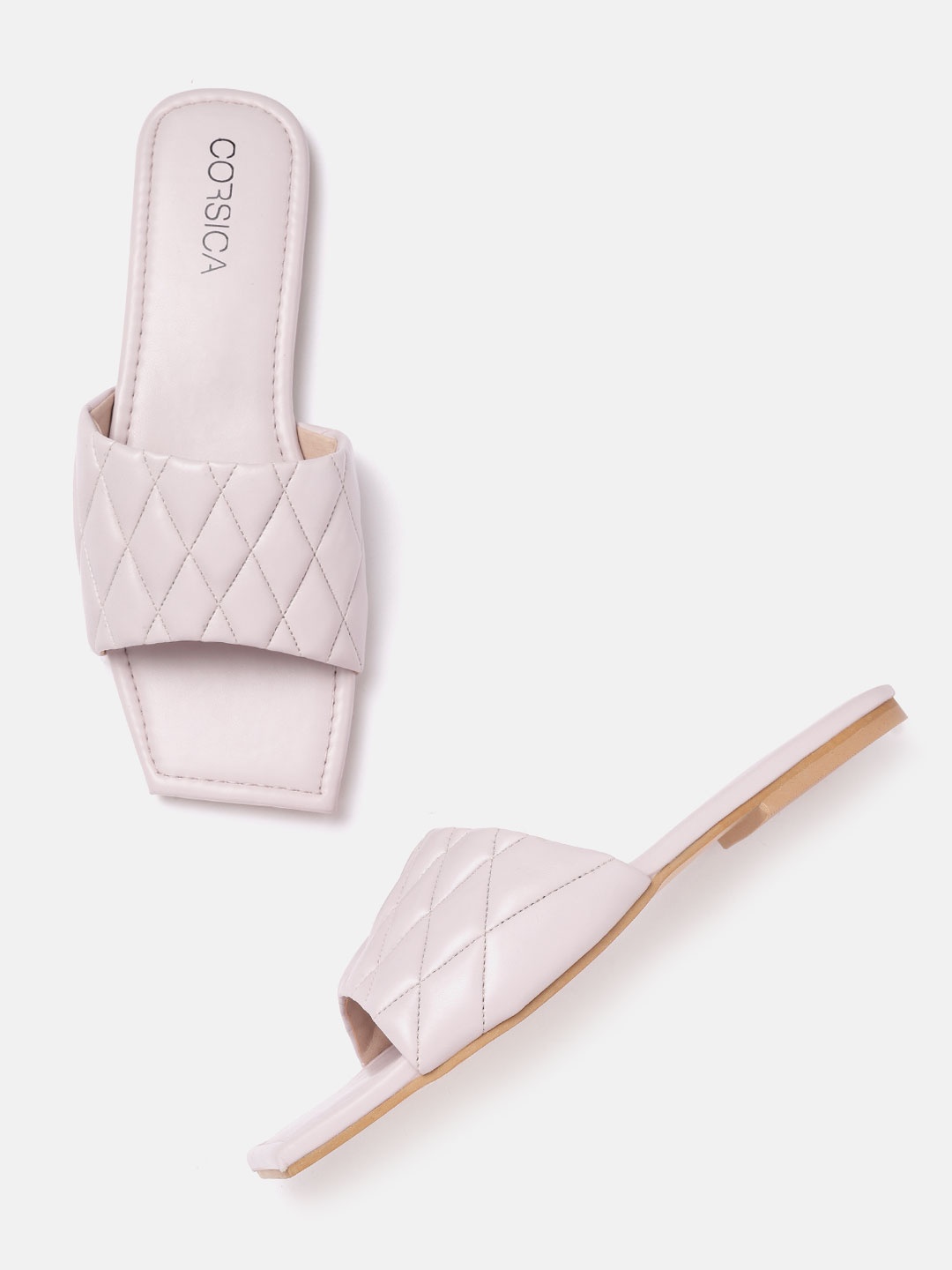 CORSICA Women Lavender Quilted Open Toe Flats