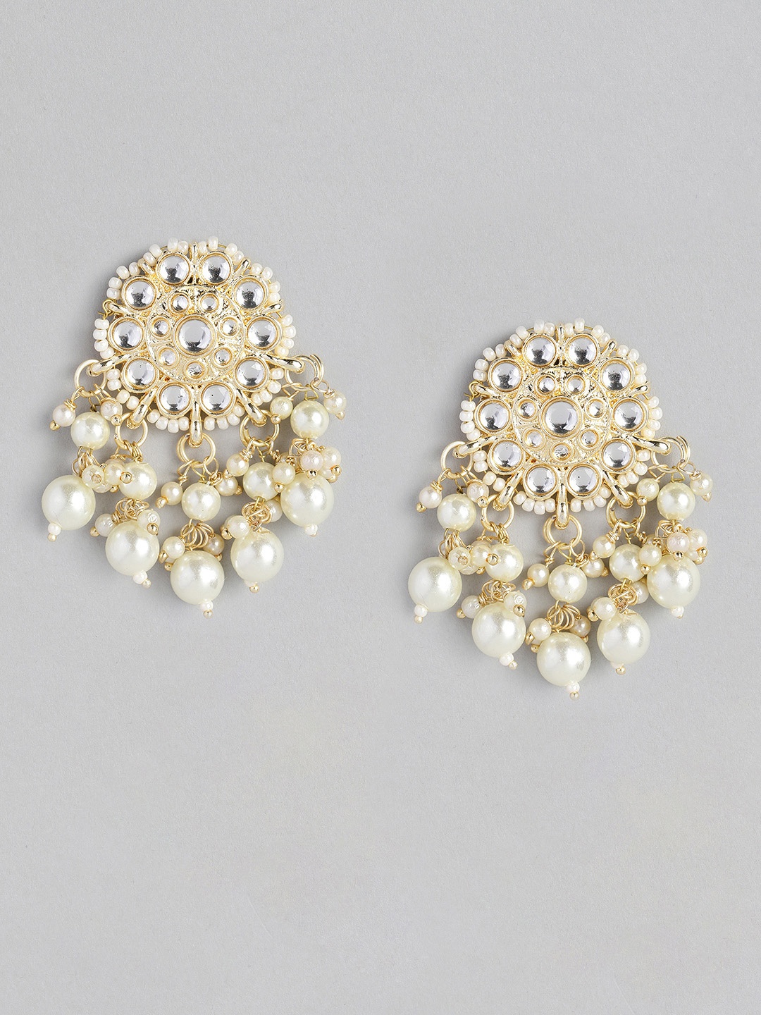 justpeachy Gold & White Circular Studs