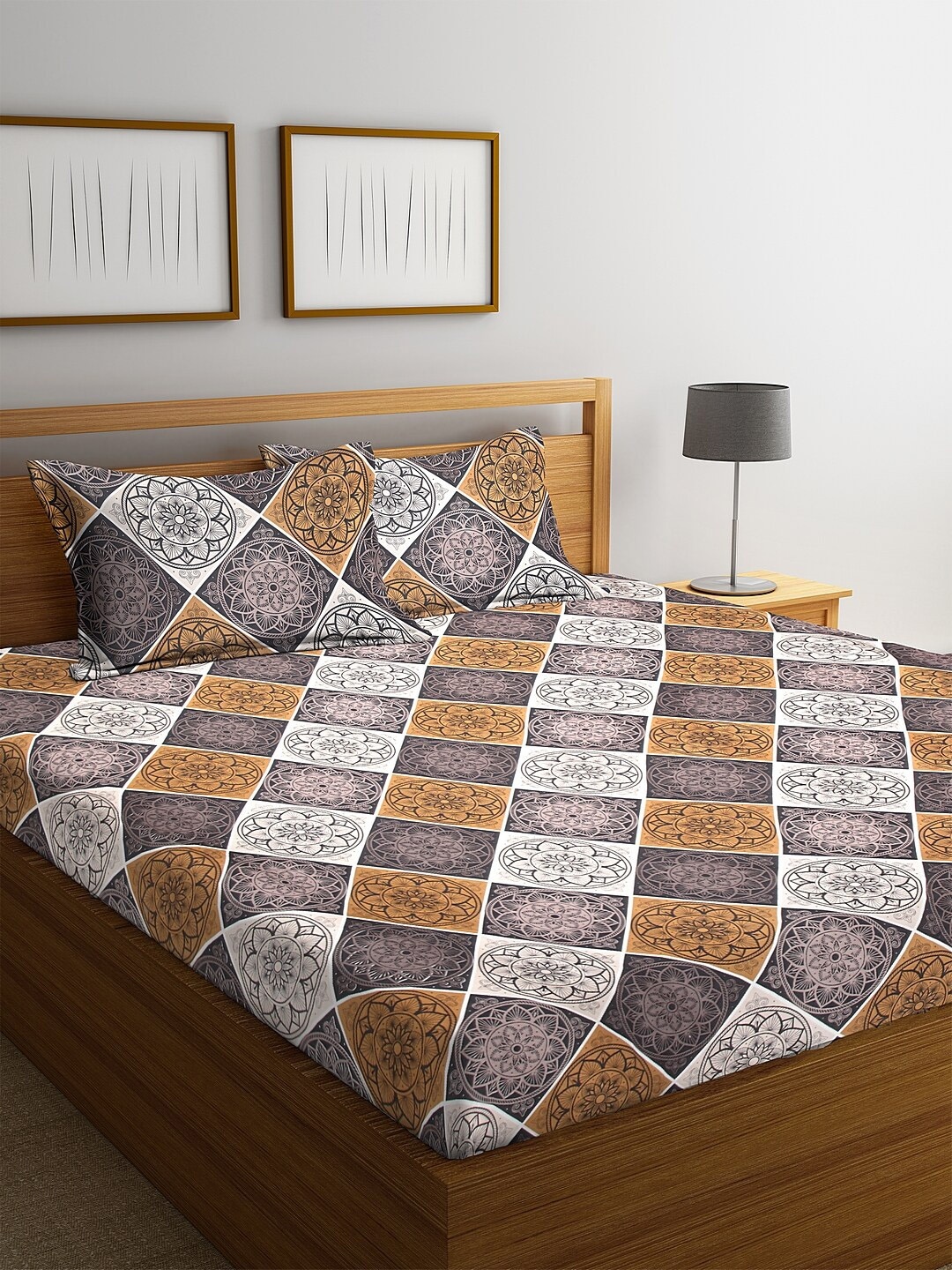KLOTTHE White & Brown Geometric 210 TC Polycotton 1 King Bedsheet with 2 Pillow Covers
KLOTTHE White & Brown Geometric 210 TC Polycotton 1 King Bedsheet with 2 Pillow Covers