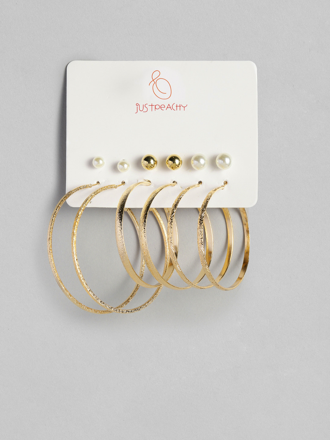 justpeachy Set of 6 Earrings, Gold
justpeachy Set of 6 Earrings, Gold