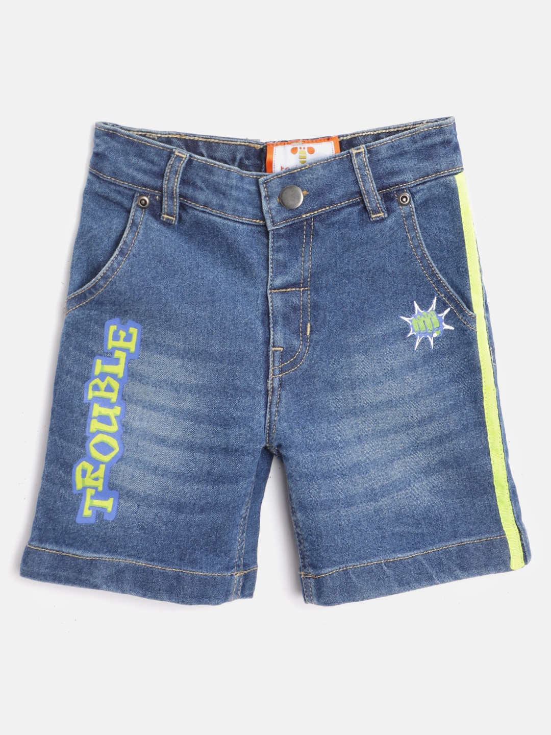 toothless Boys Blue Washed Regular Fit Denim Shorts with Printed & Side Stripe Detail
toothless Boys Blue Washed Regular Fit Denim Shorts with Printed & Side Stripe Detail