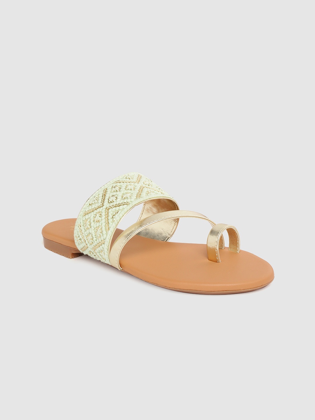 Anouk Women Green Embroidered Ethnic One Toe Flats