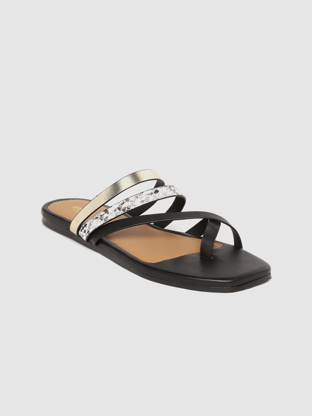 Anouk Women Black & Gunmetal-Toned Colourblocked One Toe Flats with Snakeskin Texture
Anouk Women Black & Gunmetal-Toned Colourblocked One Toe Flats with Snakeskin Texture