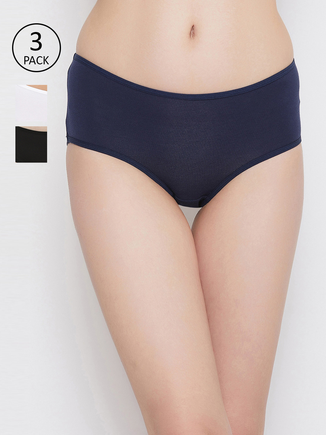 Clovia Pack of 3 Solid Cotton Hipster Briefs, Navy blue
Clovia Pack of 3 Solid Cotton Hipster Briefs, Navy blue