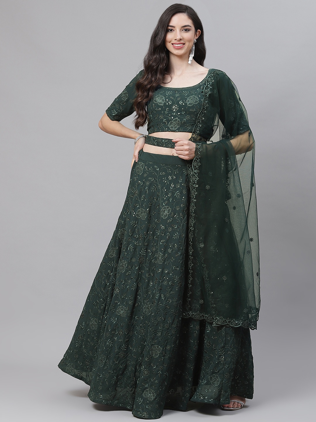 SHUBHKALA Green Embroidered Sequinned Semi-Stitched Lehenga & Unstitched Blouse With Dupatta
SHUBHKALA Green Embroidered Sequinned Semi-Stitched Lehenga & Unstitched Blouse With Dupatta