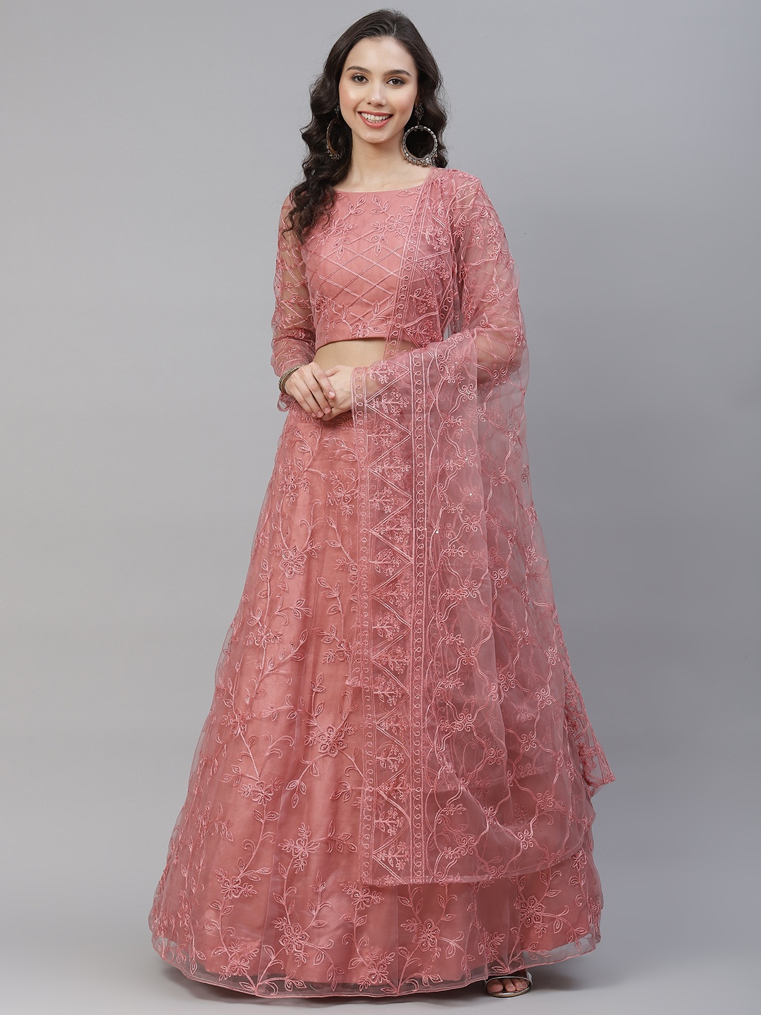 SHUBHKALA Dusty Pink Embroidered Semi-Stitched Lehenga & Unstitched Blouse With Dupatta
SHUBHKALA Dusty Pink Embroidered Semi-Stitched Lehenga & Unstitched Blouse With Dupatta