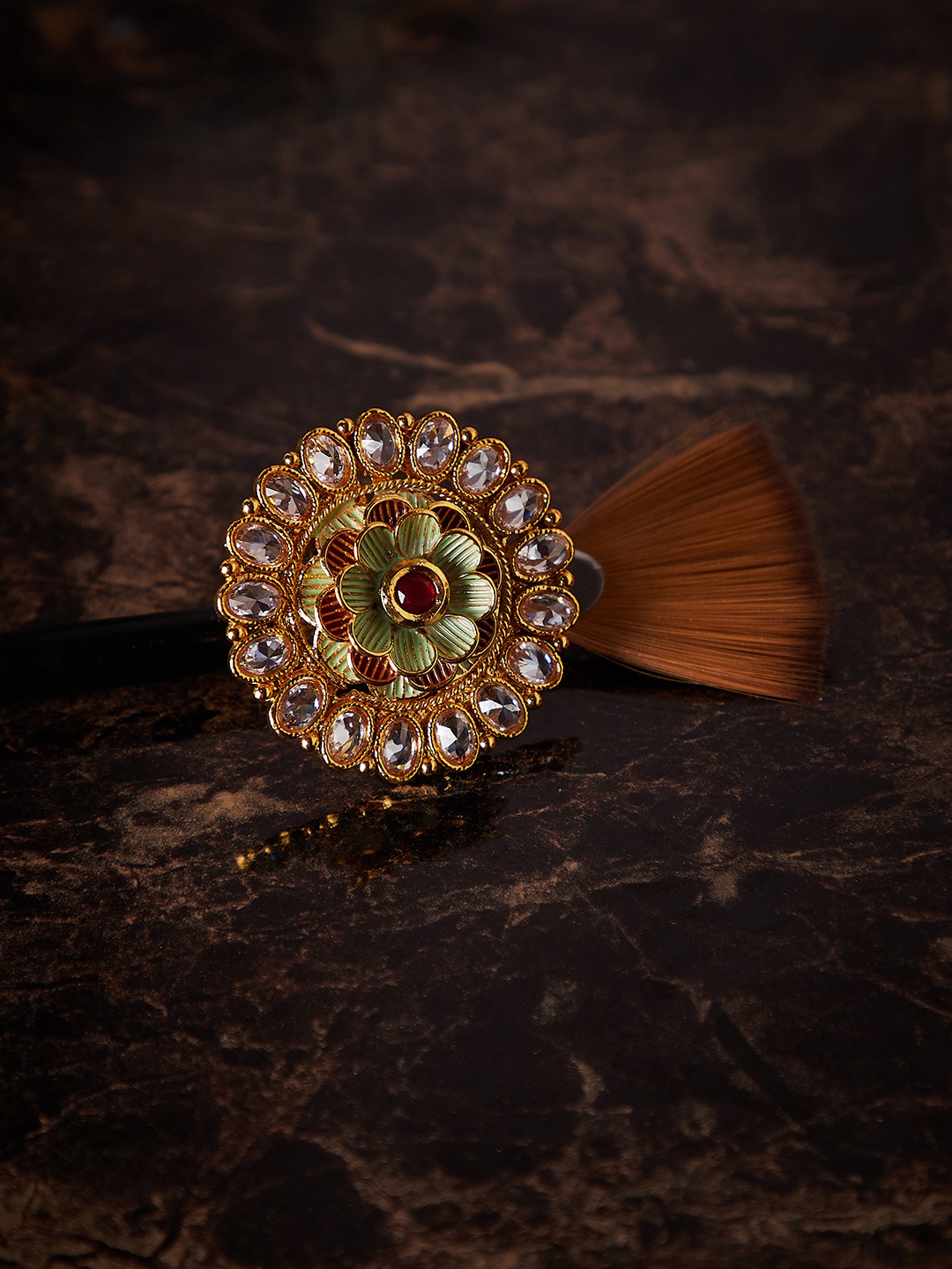 PANASH Gold-Plated Green & White Kundan-Studded Hand-Painted Cocktail Adjustable Finger Ring
PANASH Gold-Plated Green & White Kundan-Studded Hand-Painted Cocktail Adjustable Finger Ring