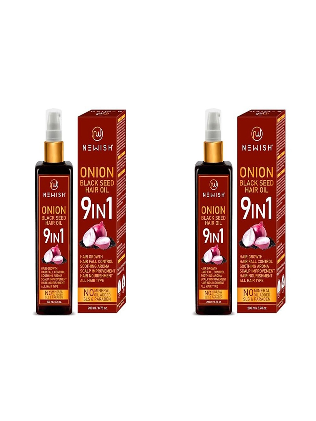 NEWISH Pack of 2 Hair Fall Control Black Seed Onion Oil - 200 ml each, Transparent
NEWISH Pack of 2 Hair Fall Control Black Seed Onion Oil - 200 ml each, Transparent