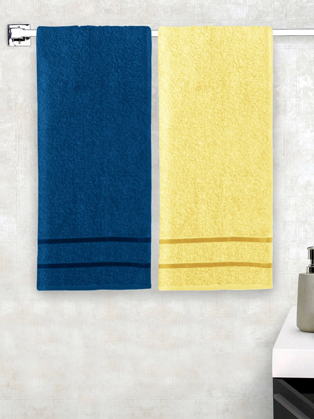 Story@home Set Of 2 Yellow & Blue Solid 450GSM Pure Cotton Medium Size Bath Towels, Navy blue
Story@home Set Of 2 Yellow & Blue Solid 450GSM Pure Cotton Medium Size Bath Towels, Navy blue