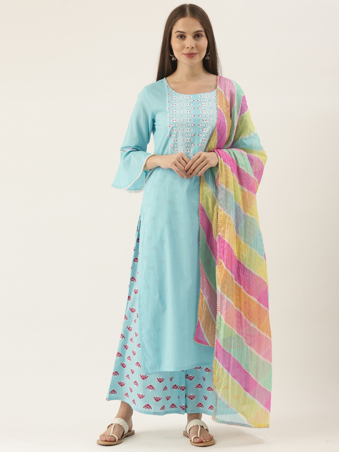 Varanga Women Blue Ethnic Motifs Yoke Design Kurta with Palazzos & With Dupatta
Varanga Women Blue Ethnic Motifs Yoke Design Kurta with Palazzos & With Dupatta
