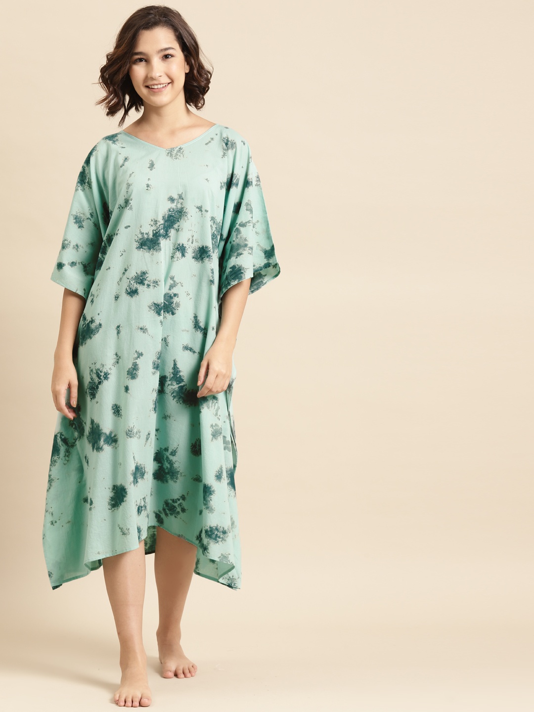Prakrti Sea Green & Teal Green Cotton Hand Tie & Dyed Midi Kaftan Sustainable Nightdress
Prakrti Sea Green & Teal Green Cotton Hand Tie & Dyed Midi Kaftan Sustainable Nightdress