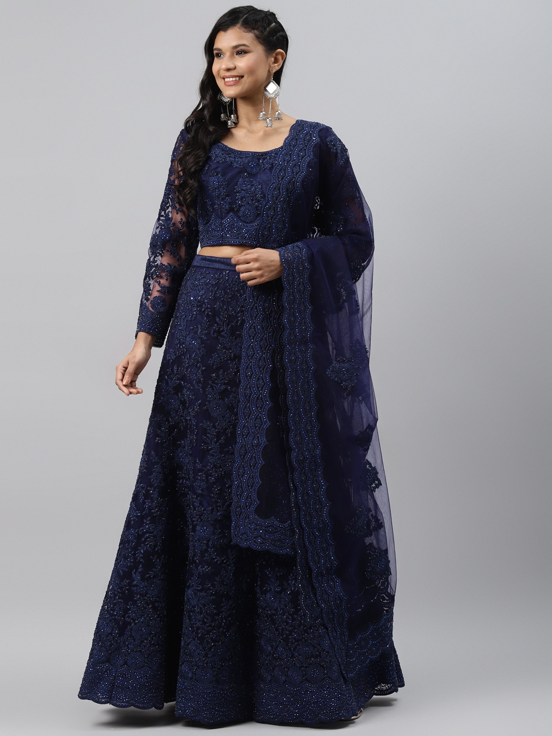 Readiprint Fashions Navy Blue Embroidered Semi-Stitched Lehenga & Blouse with Dupatta
Readiprint Fashions Navy Blue Embroidered Semi-Stitched Lehenga & Blouse with Dupatta