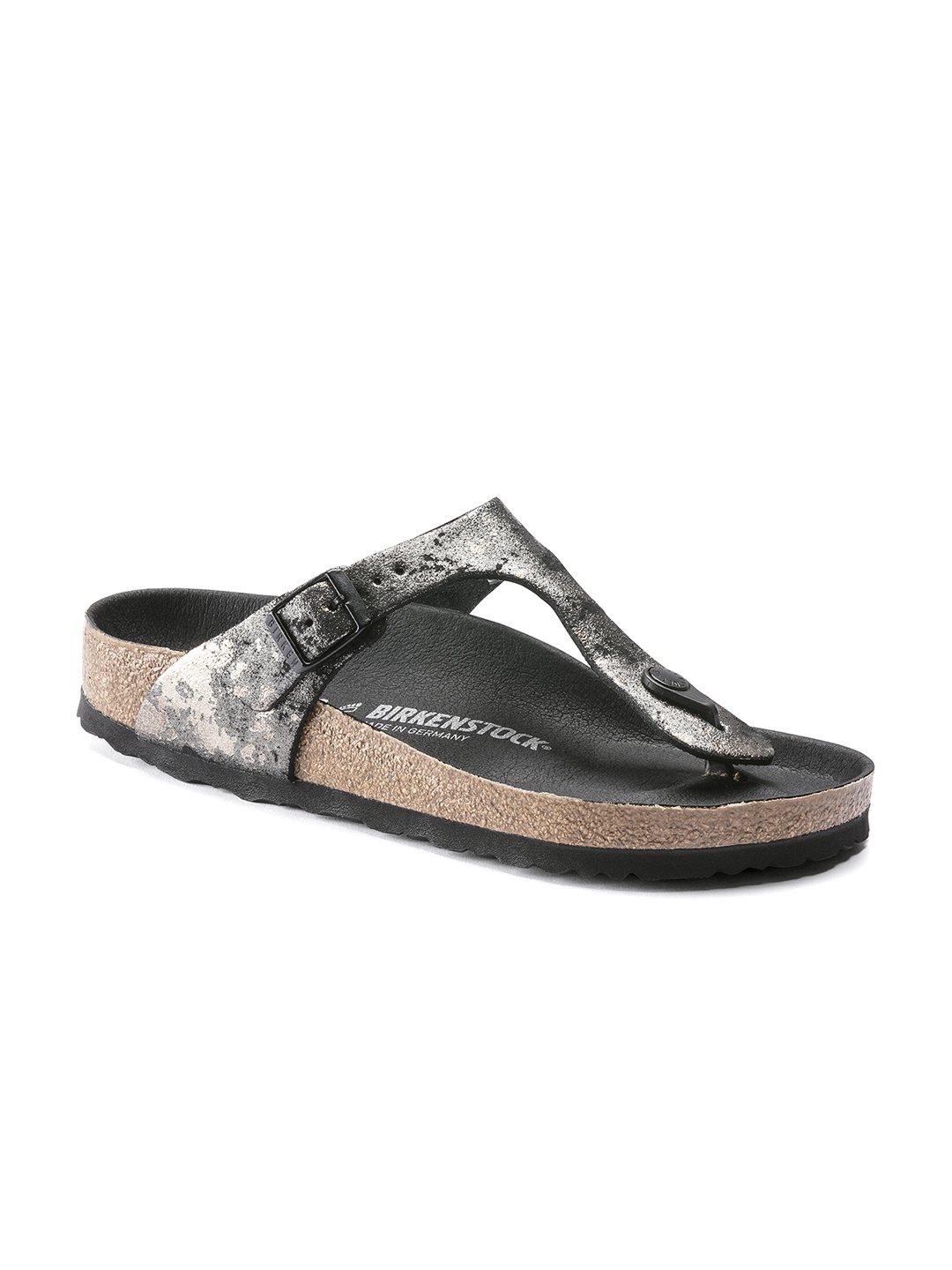 Birkenstock Women Black & Silver-Toned Gizeh Suede Leather Regular Width Open Toe Flats
Birkenstock Women Black & Silver-Toned Gizeh Suede Leather Regular Width Open Toe Flats