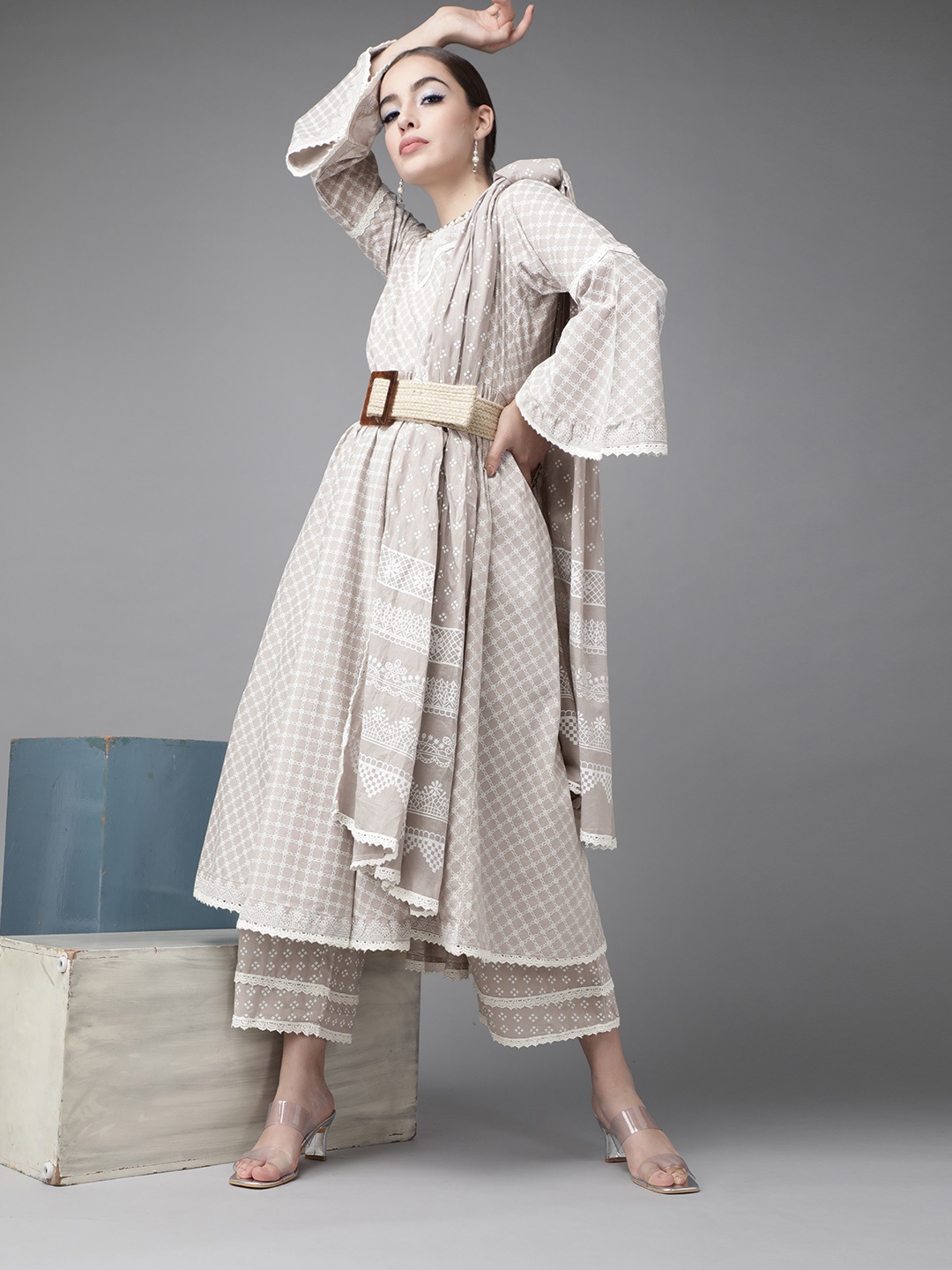 Libas Women Grey & Off-White Pure Cotton Printed Empire Kurta with Palazzos & Dupatta
Libas Women Grey & Off-White Pure Cotton Printed Empire Kurta with Palazzos & Dupatta