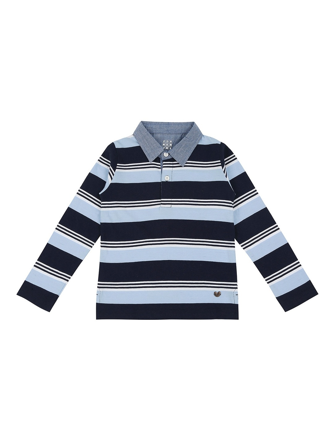 Ed-a-Mamma Boys Blue White Striped Polo Collar Cotton Sustainable Pure Cotton T-shirt
Ed-a-Mamma Boys Blue White Striped Polo Collar Cotton Sustainable Pure Cotton T-shirt