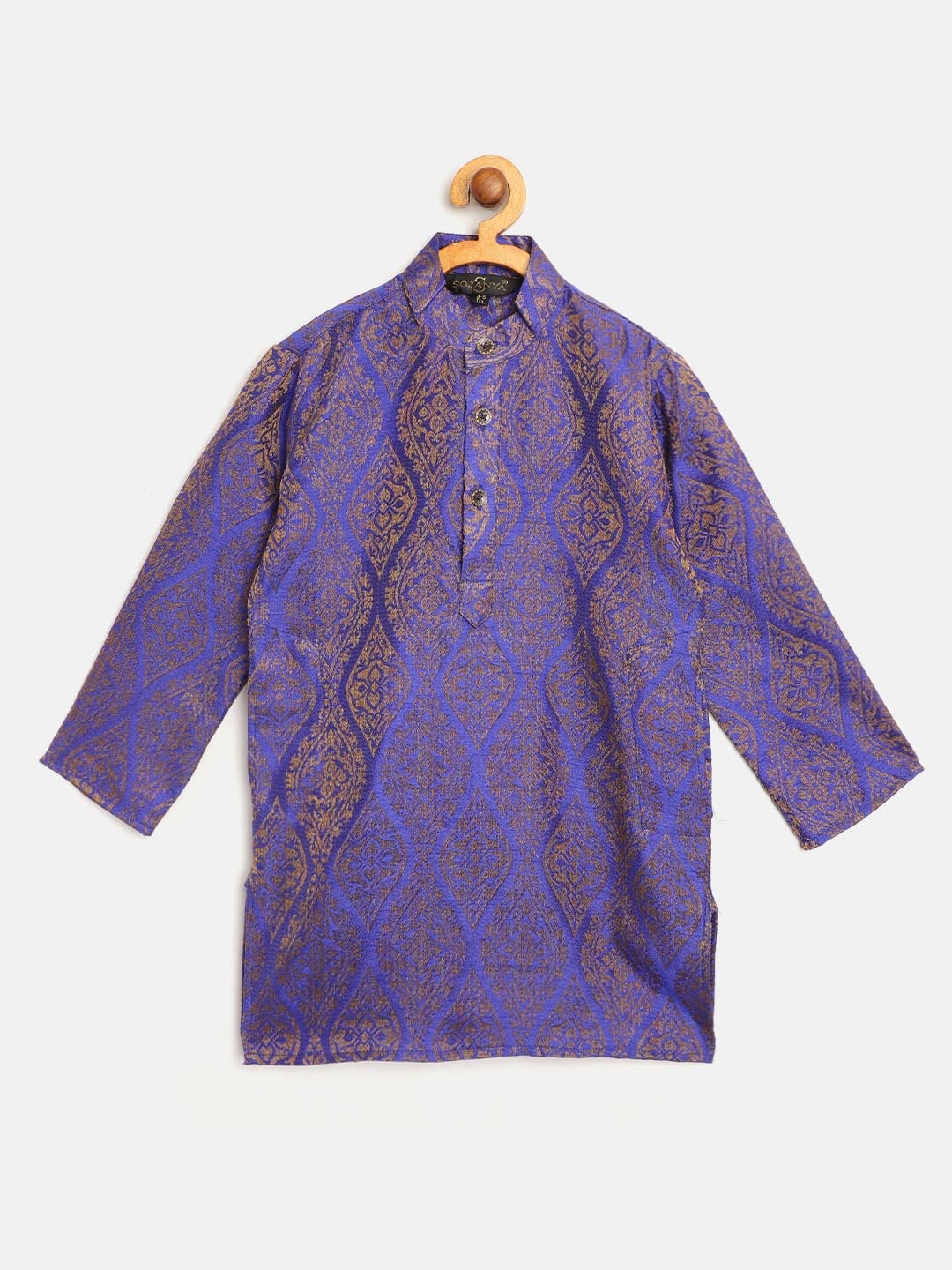 SOJANYA Boys Blue & Beige Ethnic Motifs Woven Design Jacquard Weave band Collar Kurta
SOJANYA Boys Blue & Beige Ethnic Motifs Woven Design Jacquard Weave band Collar Kurta