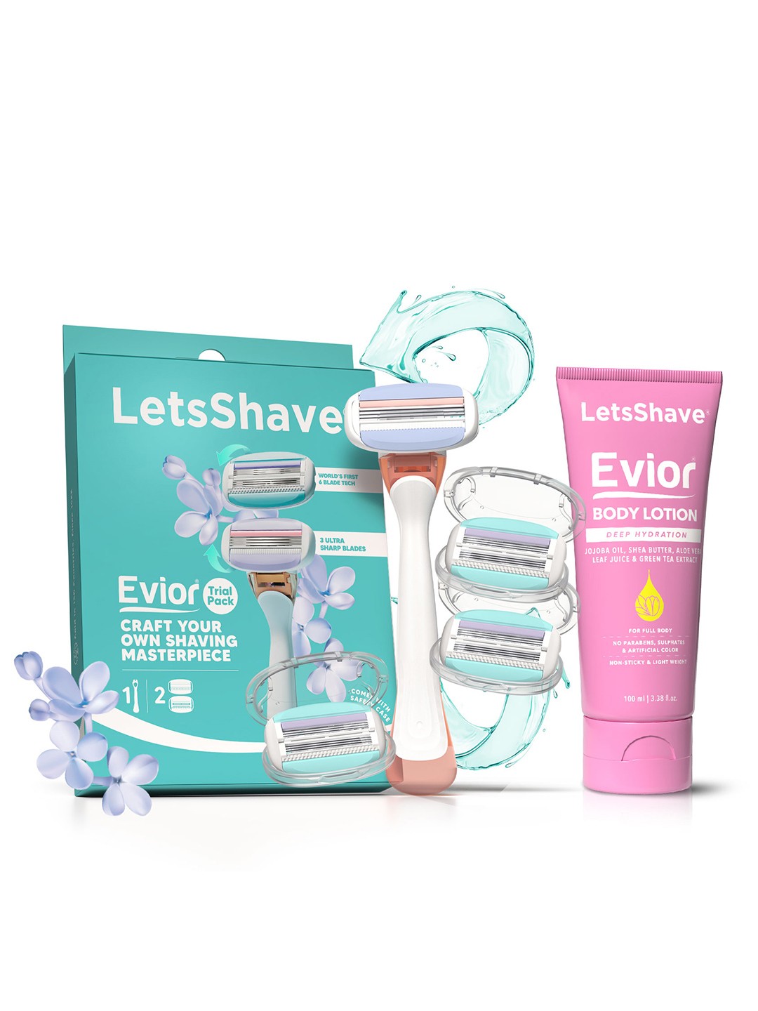 LetsShave Women Evior Trial Pack Shaving Kit with After Shave Lotion, Turquoise blue
LetsShave Women Evior Trial Pack Shaving Kit with After Shave Lotion, Turquoise blue