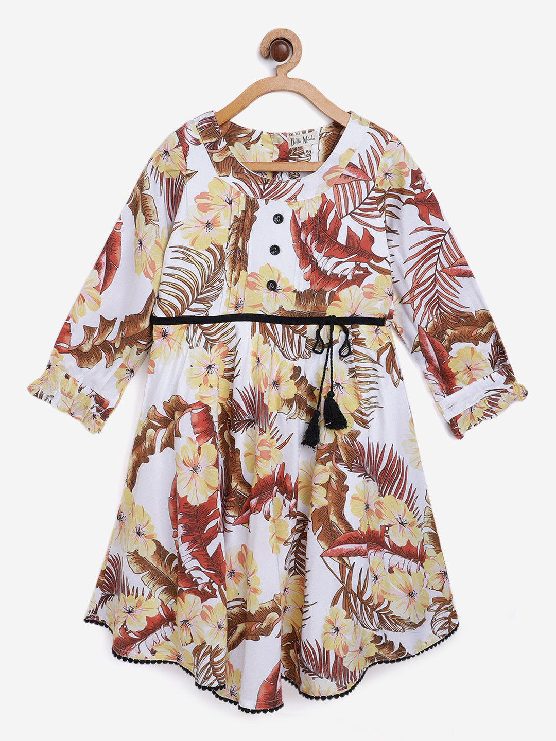 Bella Moda Girls Off-White & Brown Printed Fit & Flare Dress 
Bella Moda Girls Off-White & Brown Printed Fit & Flare Dress