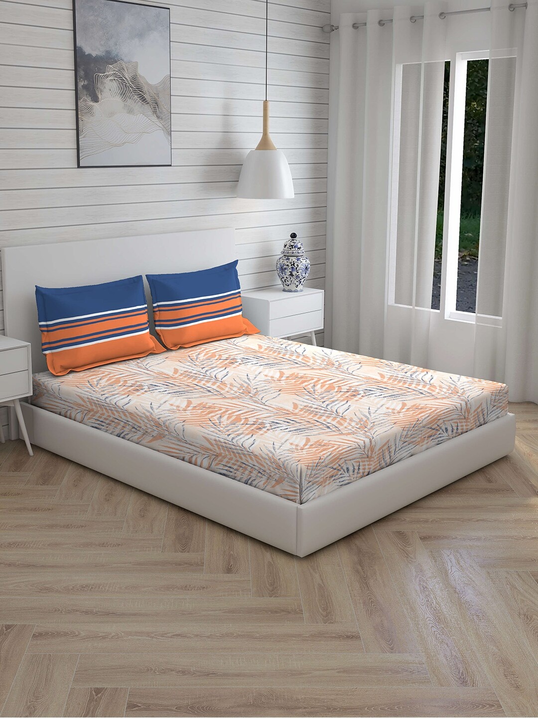 Boutique Living India Beige & Blue Floral 144 TC Cotton 1 King Bedsheet with 2 Pillow Covers
Boutique Living India Beige & Blue Floral 144 TC Cotton 1 King Bedsheet with 2 Pillow Covers