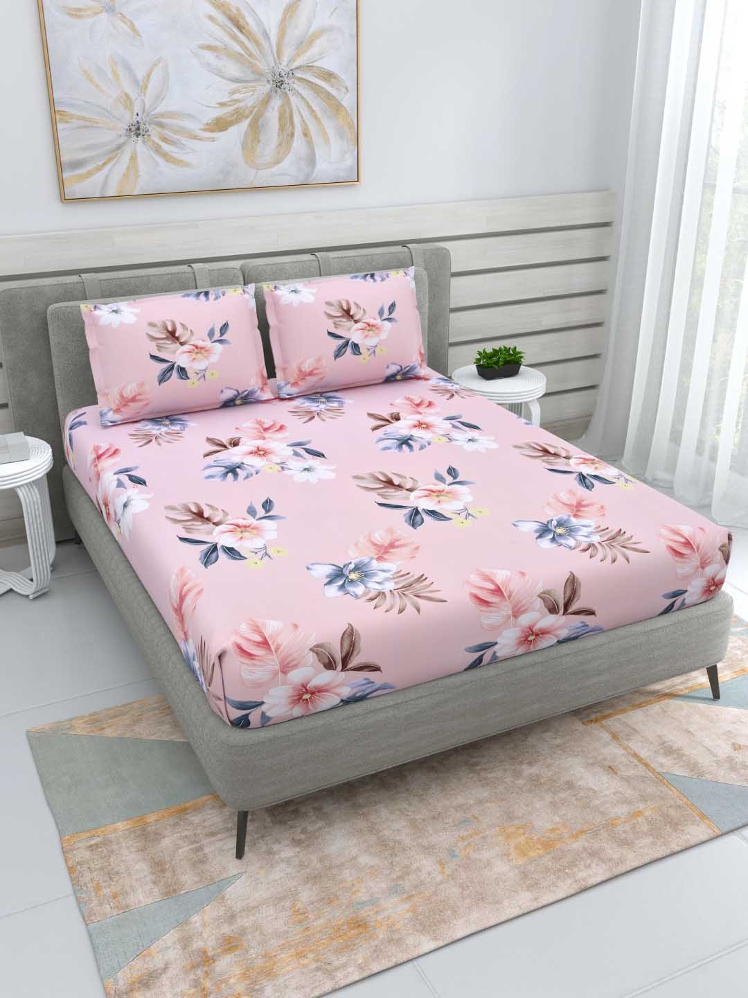 DREAM WEAVERZ Pink Floral Glazed Cotton 220 TC Double Queen Bedsheet with 2 Pillow Covers
DREAM WEAVERZ Pink Floral Glazed Cotton 220 TC Double Queen Bedsheet with 2 Pillow Covers