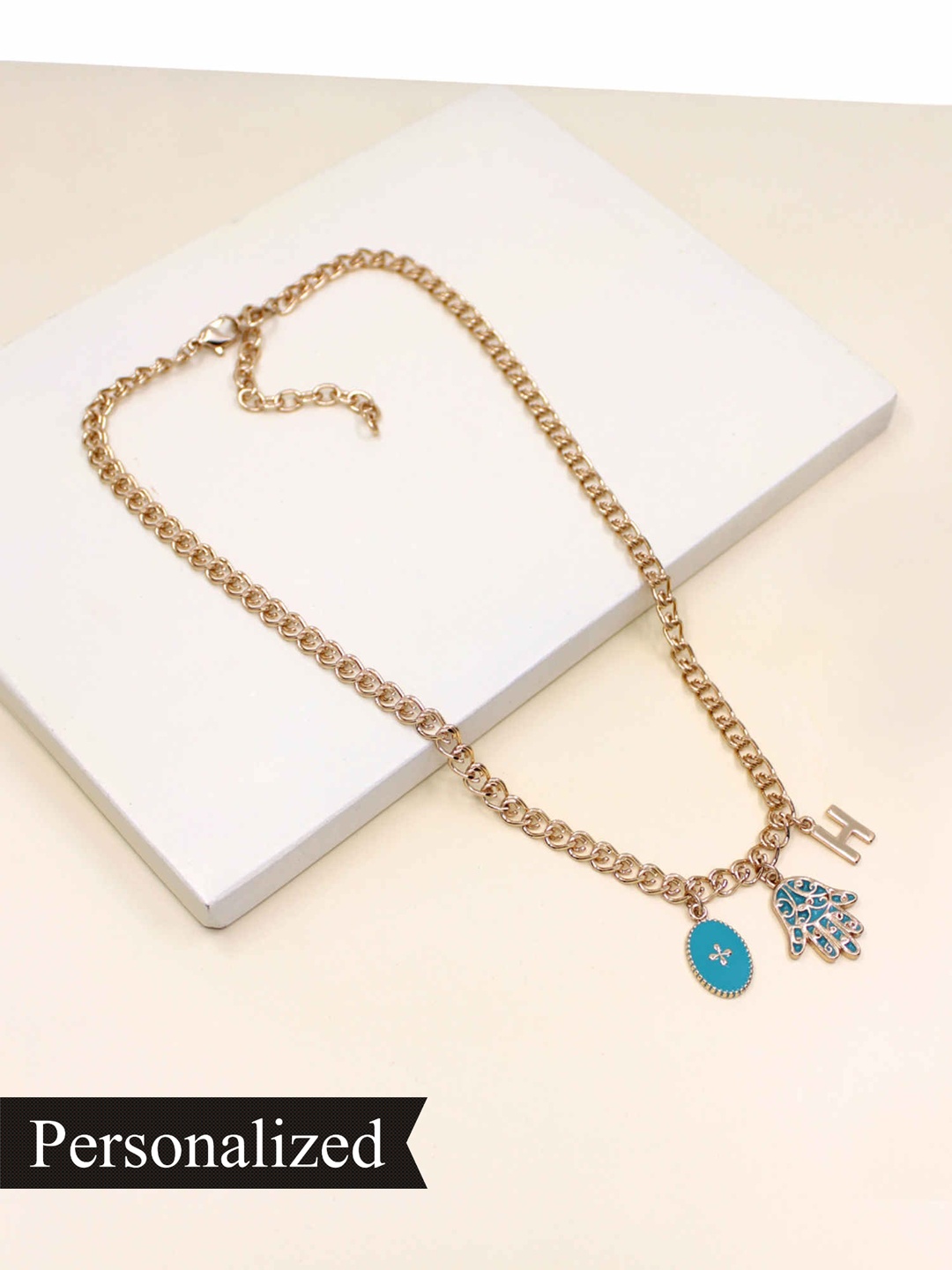 Runway Ritual Gold-Toned & Turquoise Blue Metal Gold-Plated Alphabet "H" Antique Necklace
Runway Ritual Gold-Toned & Turquoise Blue Metal Gold-Plated Alphabet "H" Antique Necklace