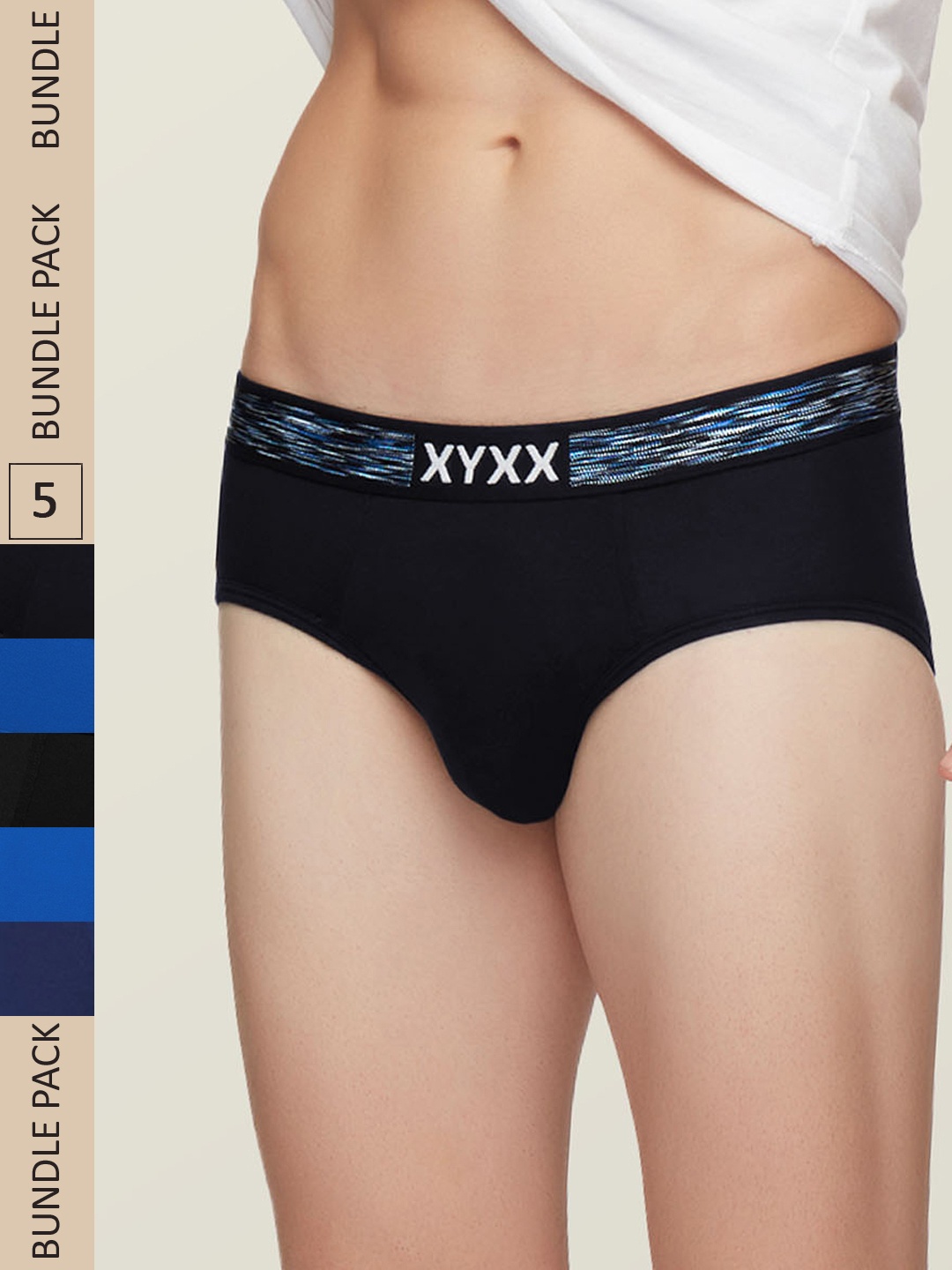 XYXX Men Pack Of 5 Black & Blue Solid IntelliSoft Antimicrobial Hues Briefs XYBRF5PCKN216
XYXX Men Pack Of 5 Black & Blue Solid IntelliSoft Antimicrobial Hues Briefs XYBRF5PCKN216