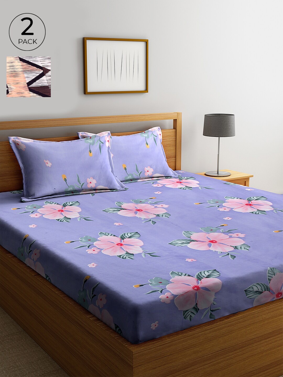 KLOTTHE Blue & Pink Floral 210 TC Cotton 130GSM 2 King Bedsheet with 4 Pillow Covers
KLOTTHE Blue & Pink Floral 210 TC Cotton 130GSM 2 King Bedsheet with 4 Pillow Covers