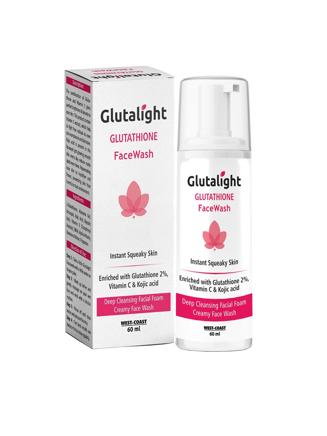 Glutalight Glutathione, Vit C, Kojic Acid Skin Lightening Deep Cleansing Face Wash - 60 ml, White
Glutalight Glutathione, Vit C, Kojic Acid Skin Lightening Deep Cleansing Face Wash - 60 ml, White