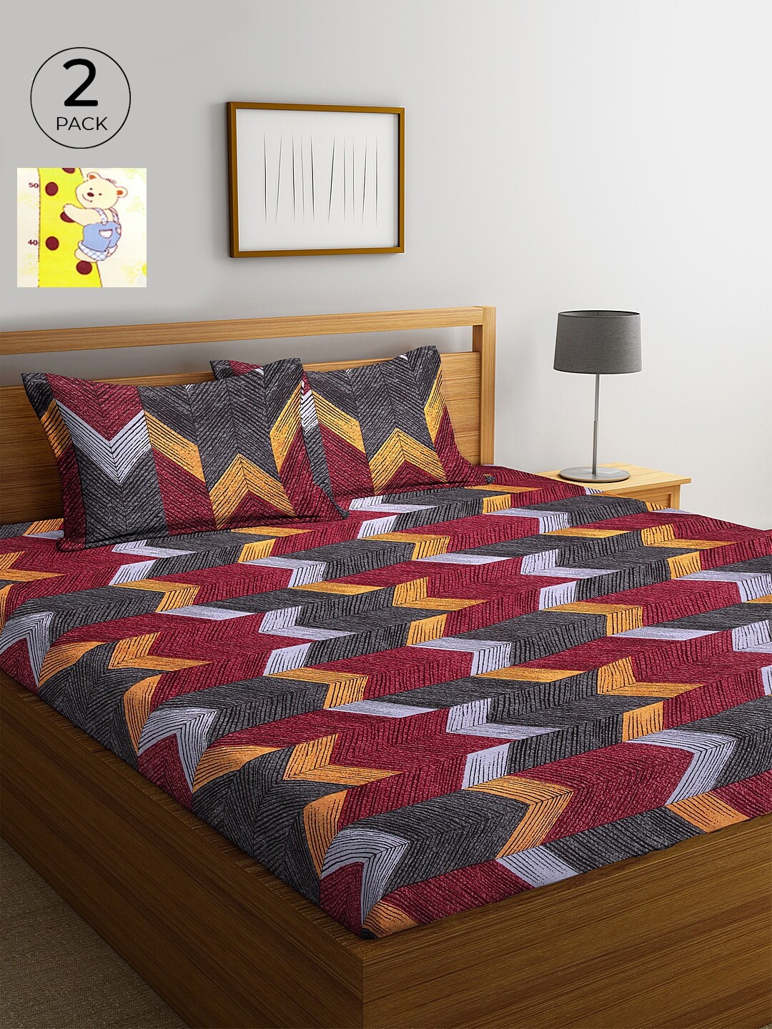 KLOTTHE Cream-Coloured & Yellow Geometric 210 TC Cotton 2 King Bedsheet with 4 Pillow Covers
KLOTTHE Cream-Coloured & Yellow Geometric 210 TC Cotton 2 King Bedsheet with 4 Pillow Covers
