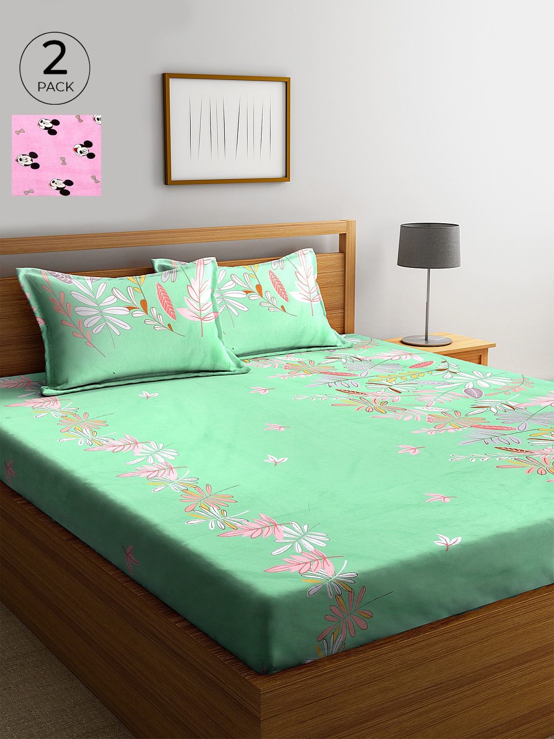 KLOTTHE Green & Pink Cartoon Characters 210 TC Cotton 2 King Bedsheet with 4 Pillow Covers
KLOTTHE Green & Pink Cartoon Characters 210 TC Cotton 2 King Bedsheet with 4 Pillow Covers