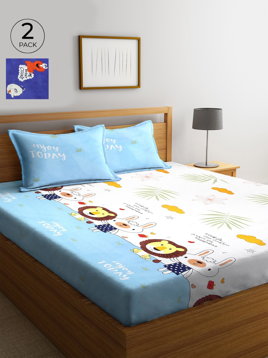 KLOTTHE Multicoloured Cartoon Characters Cotton 2 King Bedsheet with 4 Pillow Covers, Multi
KLOTTHE Multicoloured Cartoon Characters Cotton 2 King Bedsheet with 4 Pillow Covers, Multi