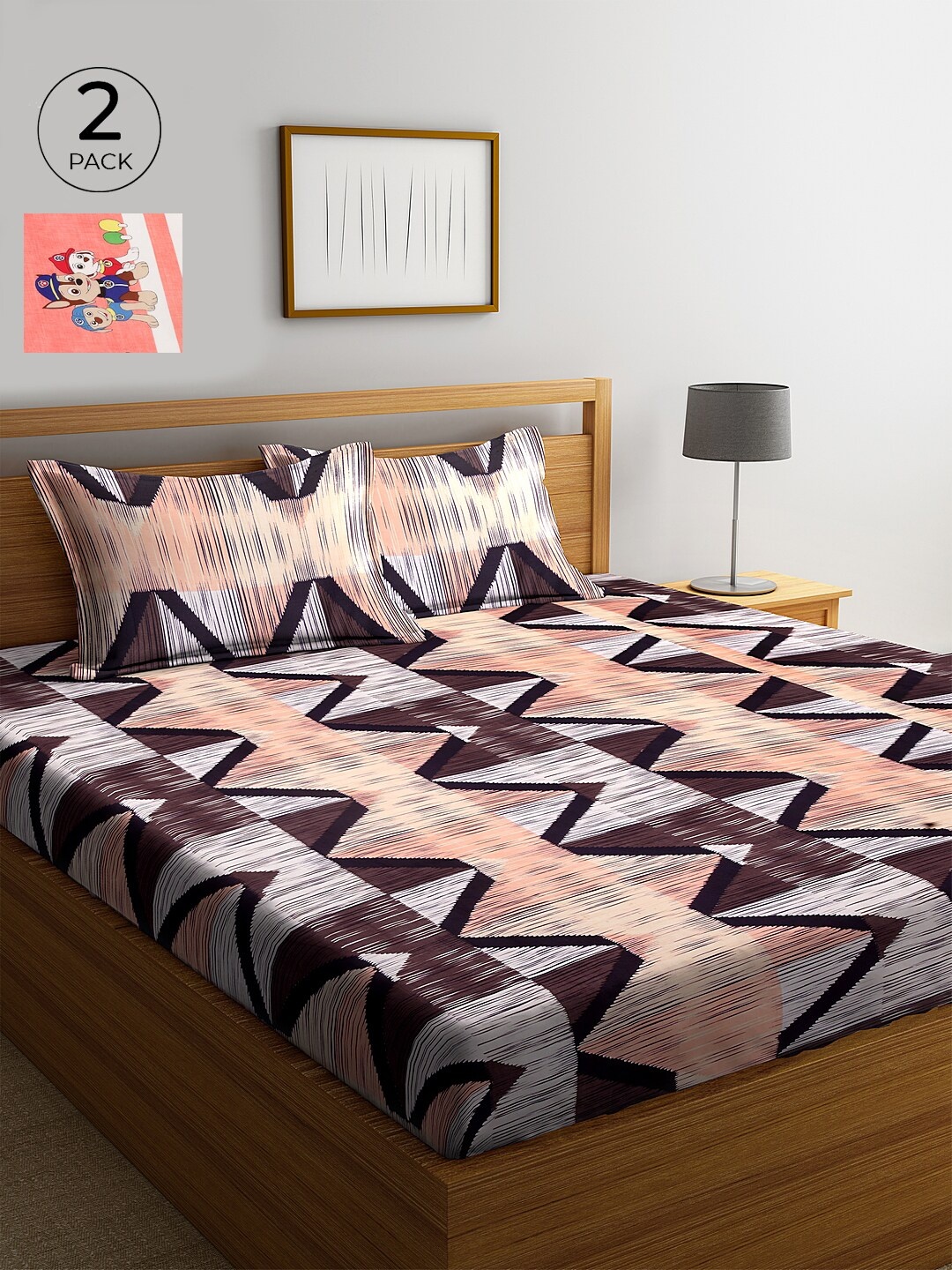 KLOTTHE Multicoloured Graphic 210 TC Cotton 2 King Bedsheet with 4 Pillow Covers, Multi
KLOTTHE Multicoloured Graphic 210 TC Cotton 2 King Bedsheet with 4 Pillow Covers, Multi