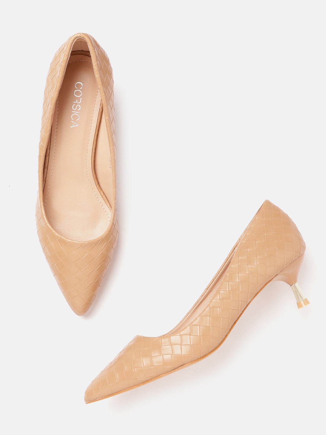 CORSICA Women Beige Basket Weave Pumps