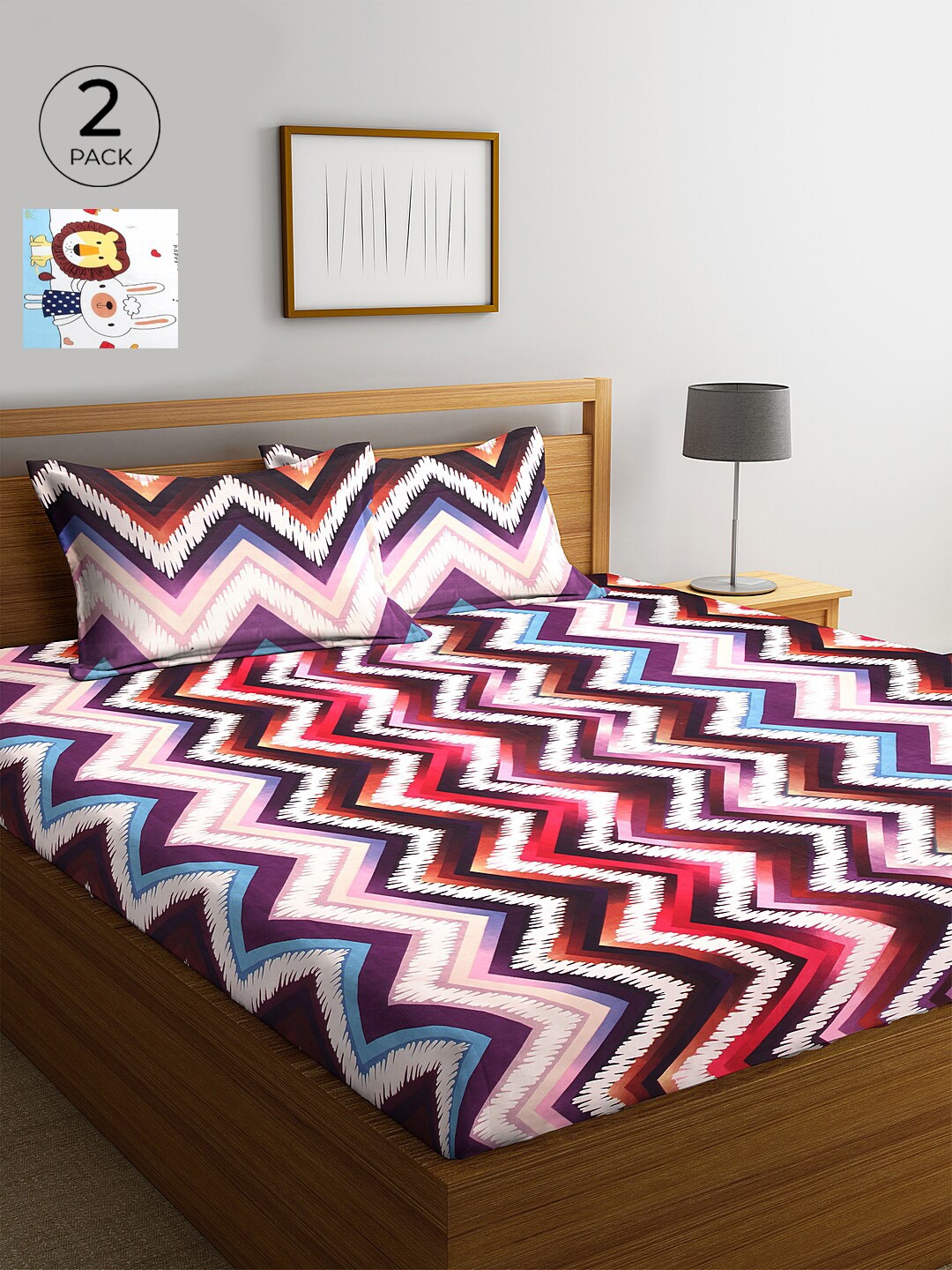 KLOTTHE Pack of 2 White & Blue Geometric 210 TC Cotton King Bedsheet with 4 Pillow Covers
KLOTTHE Pack of 2 White & Blue Geometric 210 TC Cotton King Bedsheet with 4 Pillow Covers
