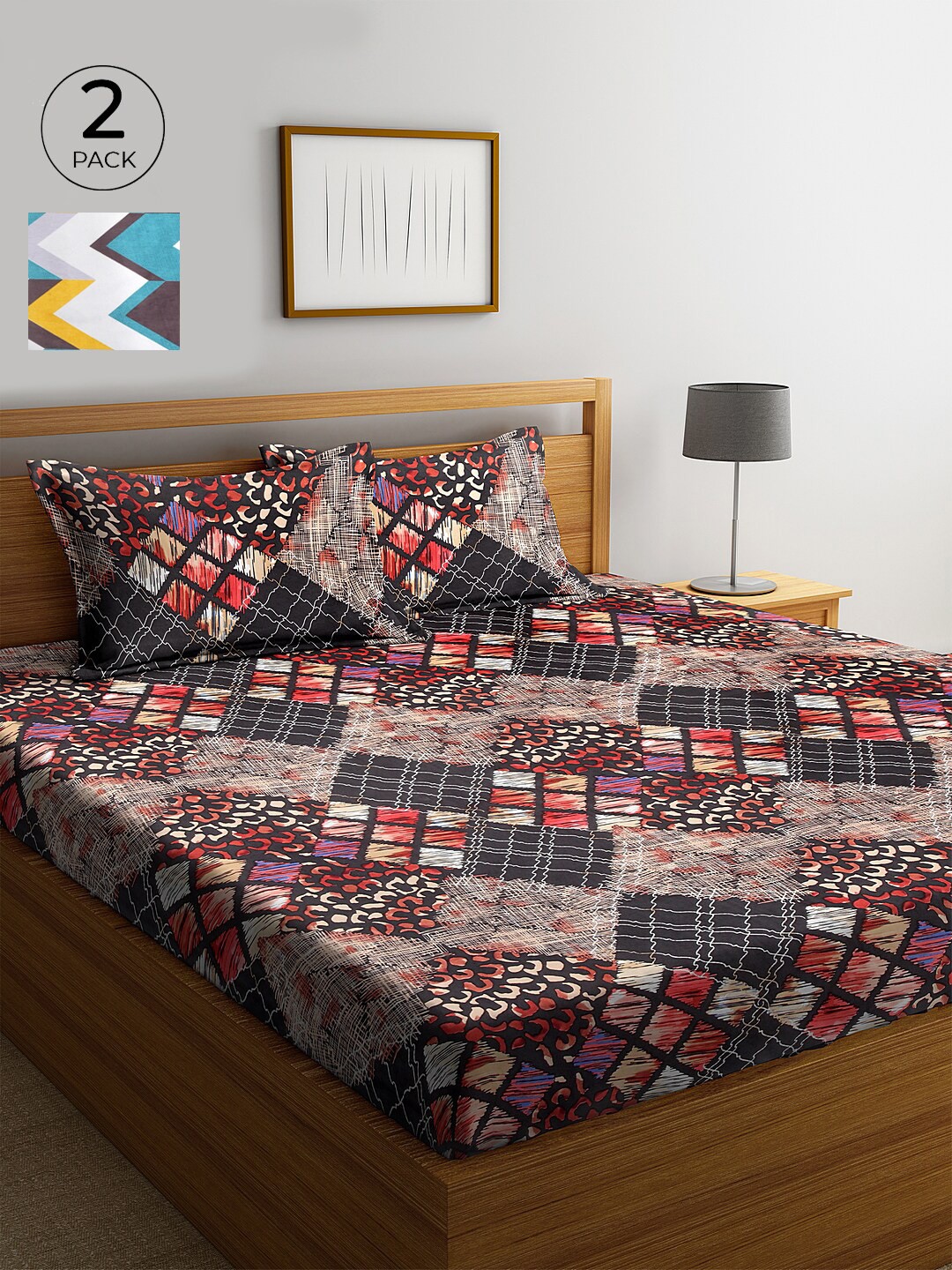 KLOTTHE Multicoloured Geometric 210 TC Cotton 2 King Bedsheet with 4 Pillow Covers, Multi
KLOTTHE Multicoloured Geometric 210 TC Cotton 2 King Bedsheet with 4 Pillow Covers, Multi