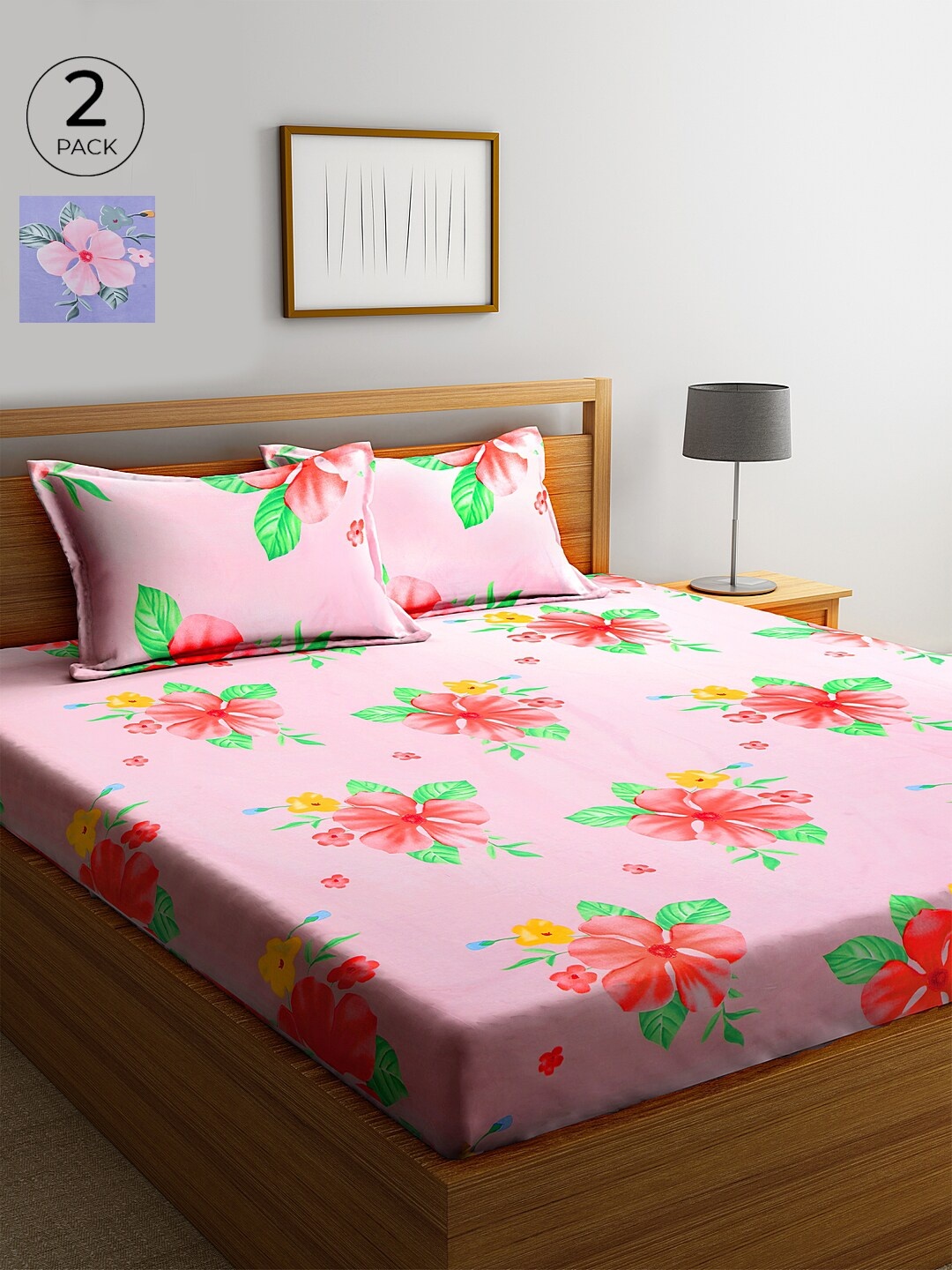 KLOTTHE Set Of 2 Pink & Lavender Floral 210 TC Cotton King Bedsheets with 4 Pillow Covers
KLOTTHE Set Of 2 Pink & Lavender Floral 210 TC Cotton King Bedsheets with 4 Pillow Covers