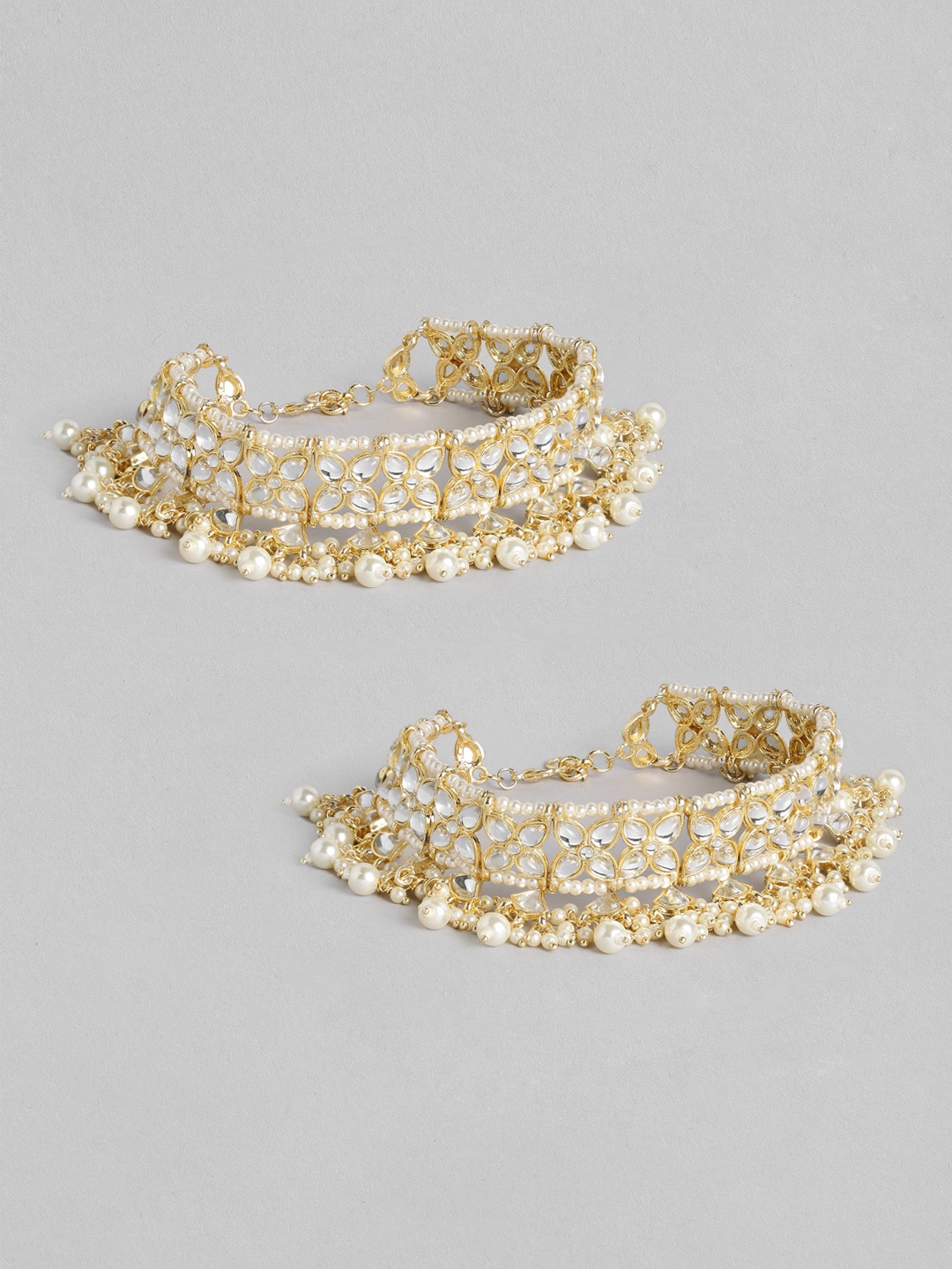 AccessHer Set of 2 Gold-Plated White Antique Handcrafted Kundan Studded & Pearl Anklets
AccessHer Set of 2 Gold-Plated White Antique Handcrafted Kundan Studded & Pearl Anklets