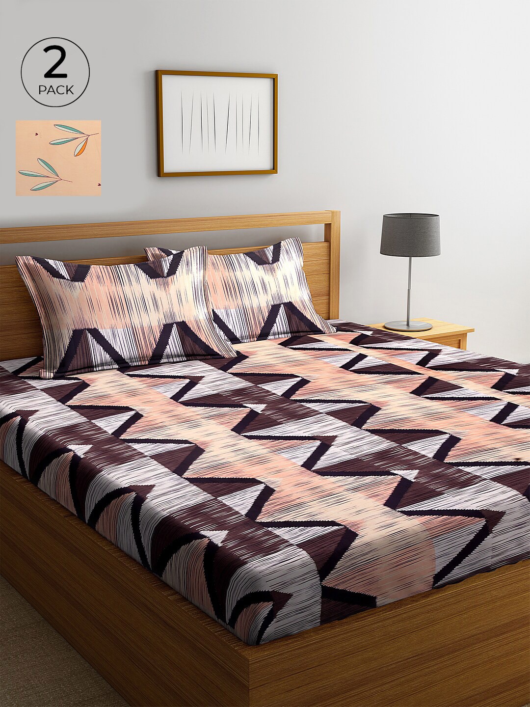 KLOTTHE Peach-coloured Set of Printed 210 TC Cotton 2 King Bedsheet with 4 Pillow Covers
KLOTTHE Peach-coloured Set of Printed 210 TC Cotton 2 King Bedsheet with 4 Pillow Covers