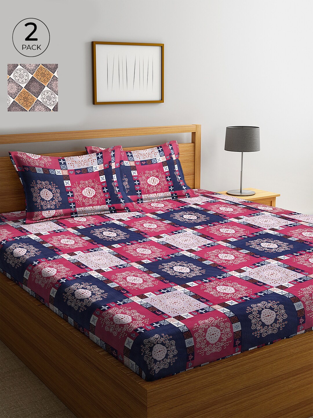 KLOTTHE Multicoloured Geometric 210 TC Cotton 2 King Bedsheet with 4 Pillow Covers, Multi
KLOTTHE Multicoloured Geometric 210 TC Cotton 2 King Bedsheet with 4 Pillow Covers, Multi