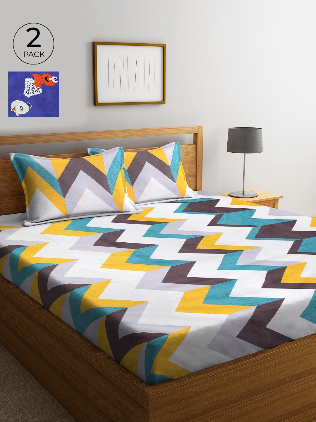 KLOTTHE Multicoloured Graphic 210 TC Cotton 2 King Bedsheet with 4 Pillow Covers, Multi
KLOTTHE Multicoloured Graphic 210 TC Cotton 2 King Bedsheet with 4 Pillow Covers, Multi