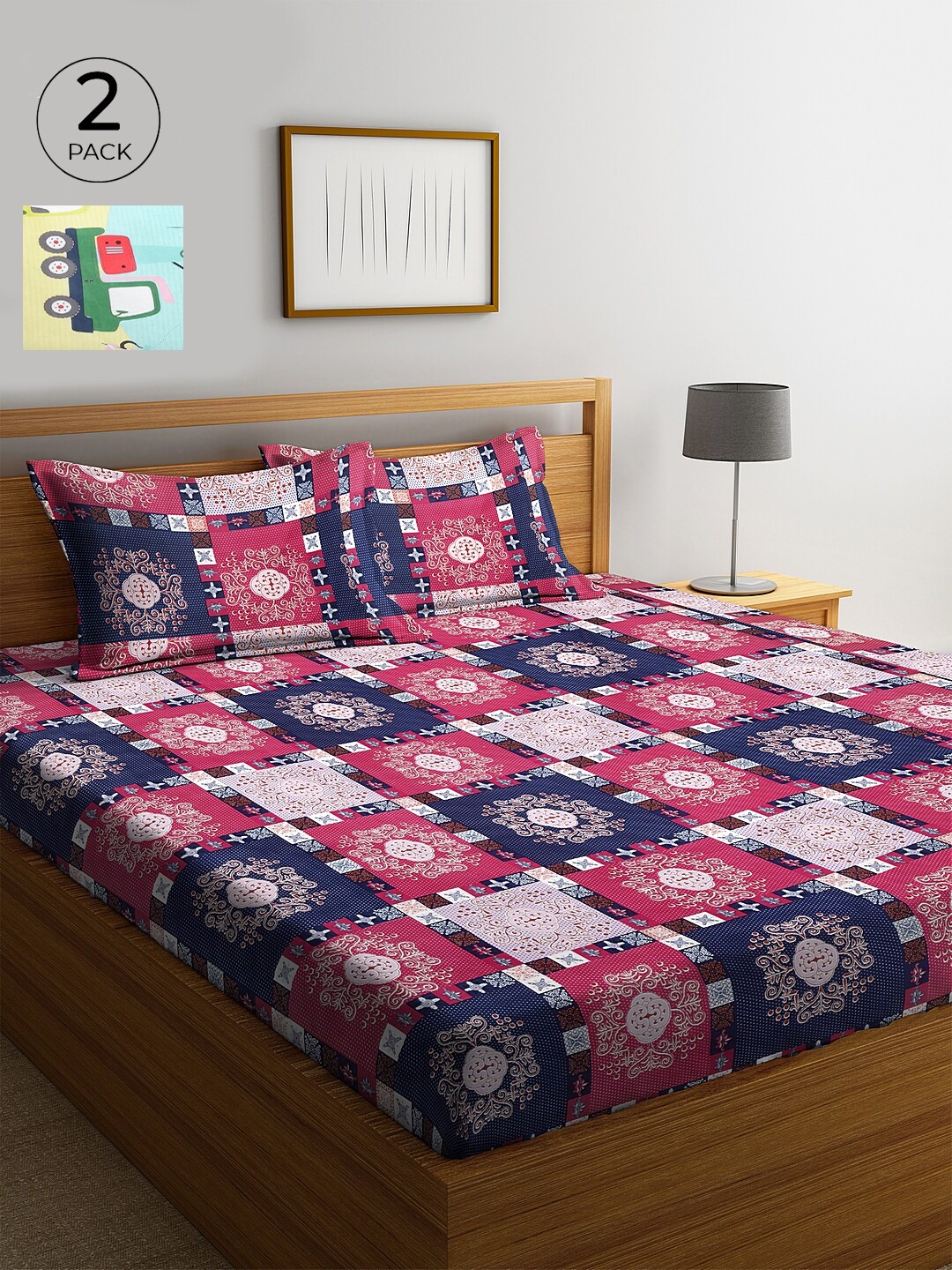 KLOTTHE Multicoloured Graphic 210 TC Cotton 2 King Bedsheet with 4 Pillow Covers, Multi
KLOTTHE Multicoloured Graphic 210 TC Cotton 2 King Bedsheet with 4 Pillow Covers, Multi