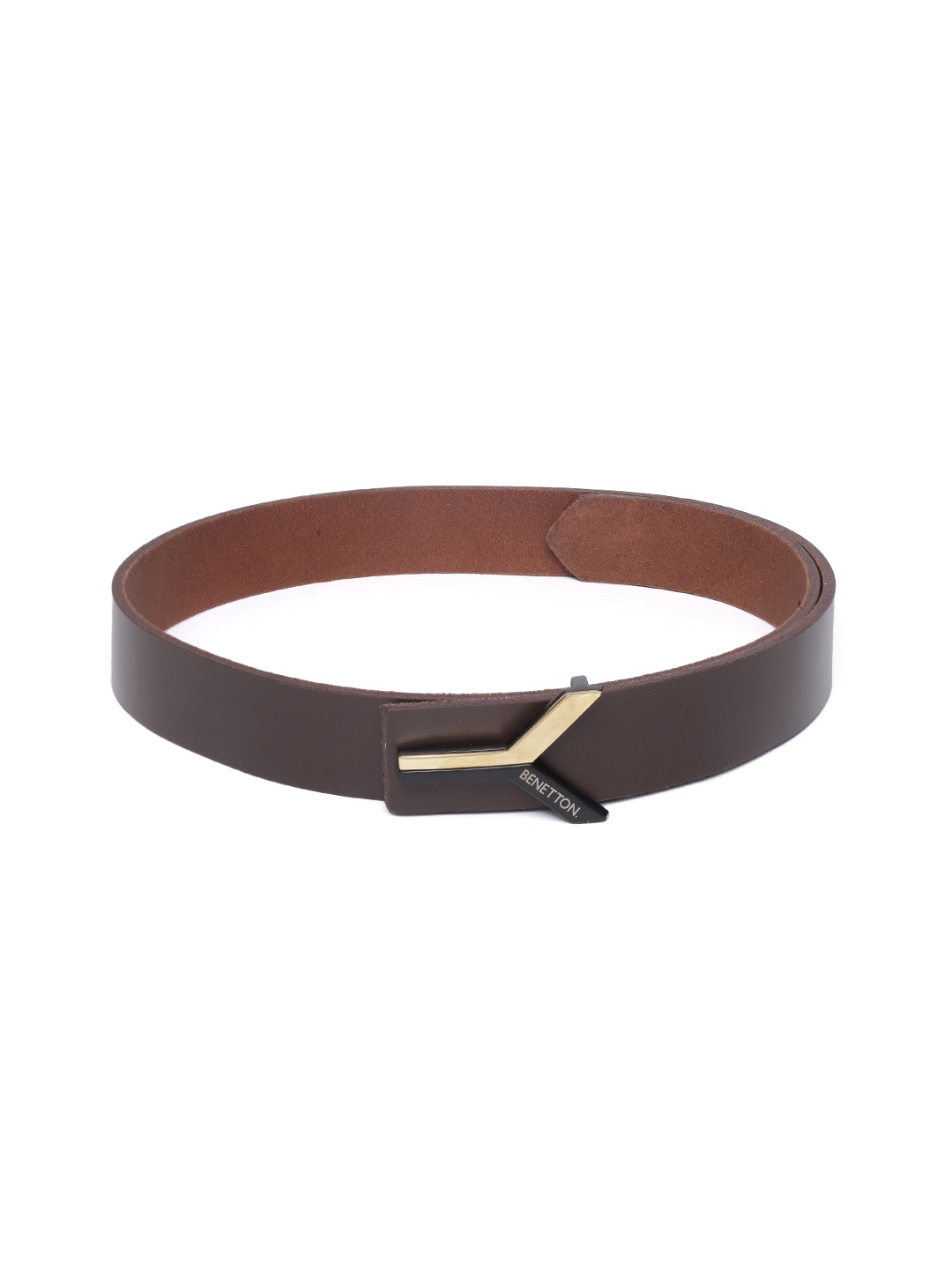 United Colors of Benetton Men Coffee Brown Solid Leather Belt