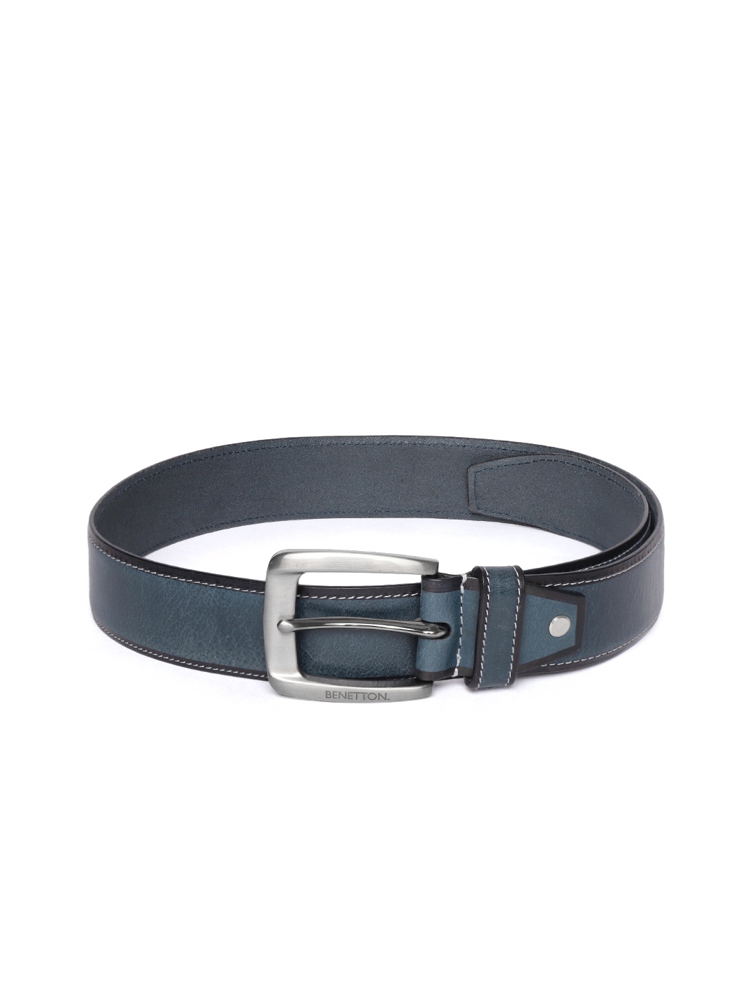 United Colors of Benetton Men Navy Blue Leather Belt