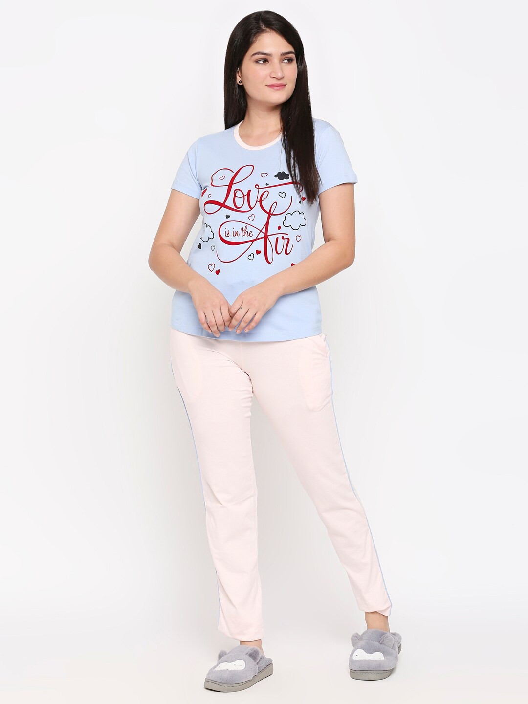 XIN Women Blue & Pink Printed Pure Cotton Night Suit ONO1156 
XIN Women Blue & Pink Printed Pure Cotton Night Suit ONO1156