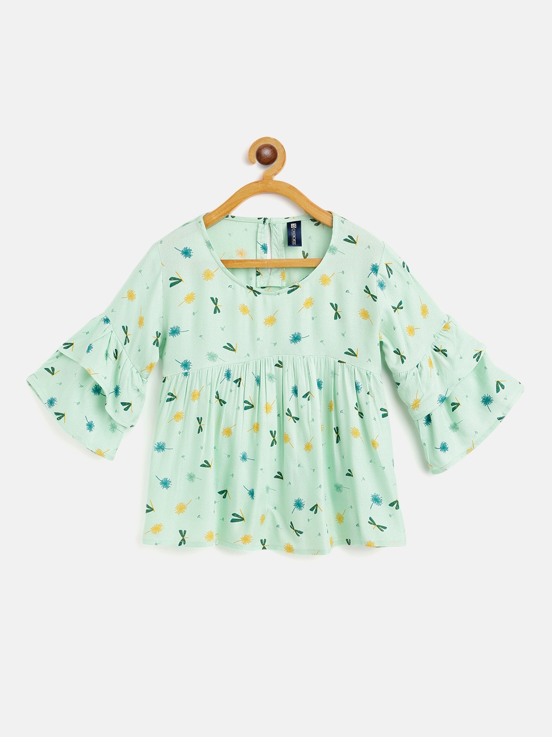 Cherokee Girls Mint Green & Mustard Yellow Conversational Print Bell Sleeve Regular Top
Cherokee Girls Mint Green & Mustard Yellow Conversational Print Bell Sleeve Regular Top