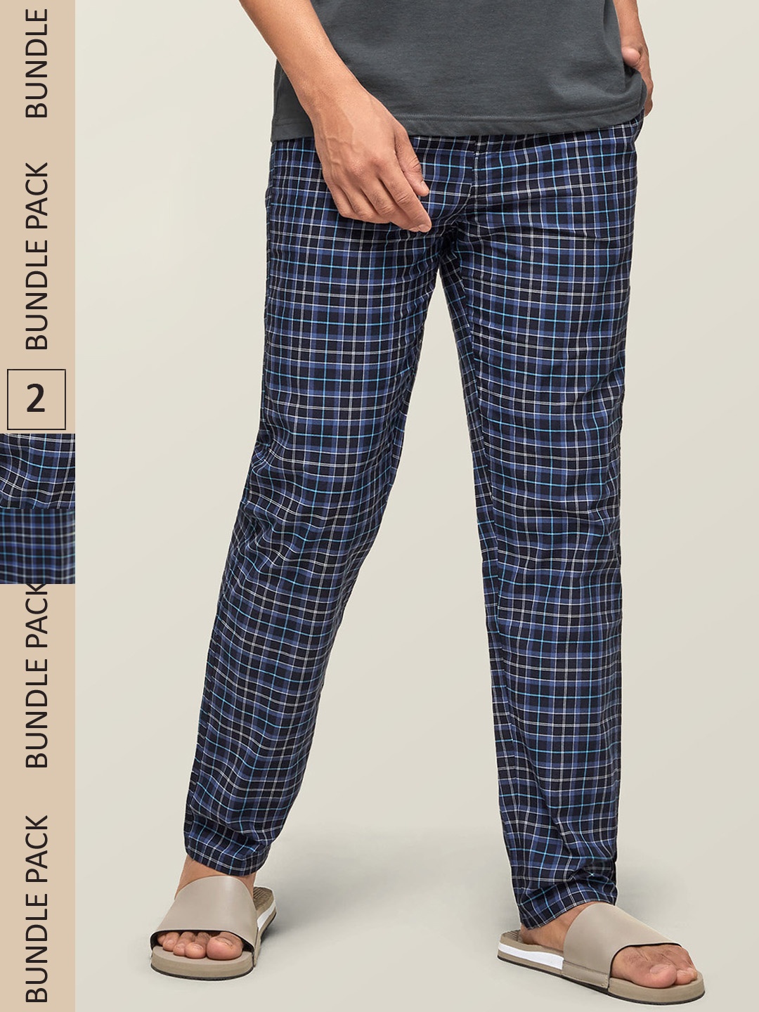 XYXX Men Pack Of 2 Checked Super Combed Cotton Antimicrobial Lounge Pants, Navy blue
XYXX Men Pack Of 2 Checked Super Combed Cotton Antimicrobial Lounge Pants, Navy blue