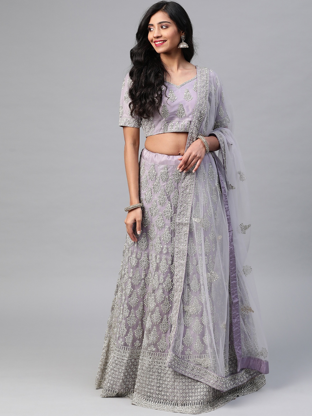 SHUBHVASTRA Grey Embroidered Beads and Stones Semi-Stitched Lehenga & Unstitched Blouse With Dupatta
SHUBHVASTRA Grey Embroidered Beads and Stones Semi-Stitched Lehenga & Unstitched Blouse With Dupatta