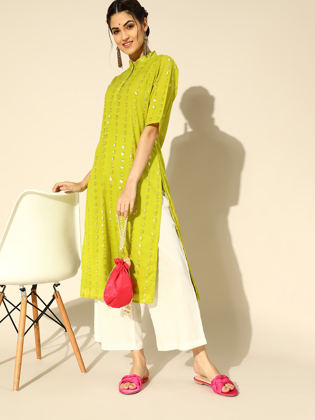 Anouk Women Green & White Heart Woven Design Pure Cotton Straight Kurta with Palazzos
Anouk Women Green & White Heart Woven Design Pure Cotton Straight Kurta with Palazzos