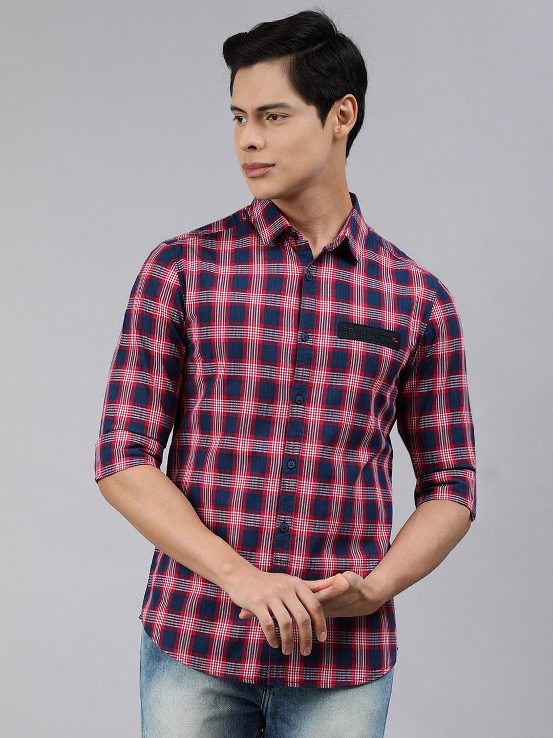 SPYKAR Men Navy Blue & Red Slim Fit Tartan Checks Checked Pure Cotton Casual Shirt
SPYKAR Men Navy Blue & Red Slim Fit Tartan Checks Checked Pure Cotton Casual Shirt
