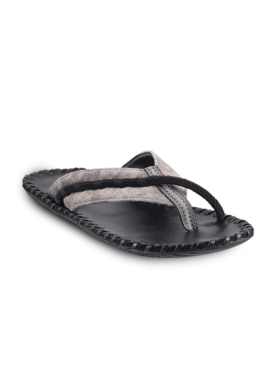 Metro Men Grey & Black Comfort Sandals